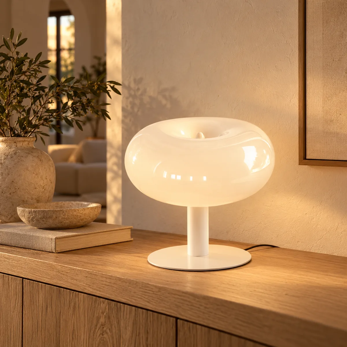 Touch-Dim Mushroom Table Lamp in Hand-Blown Glass