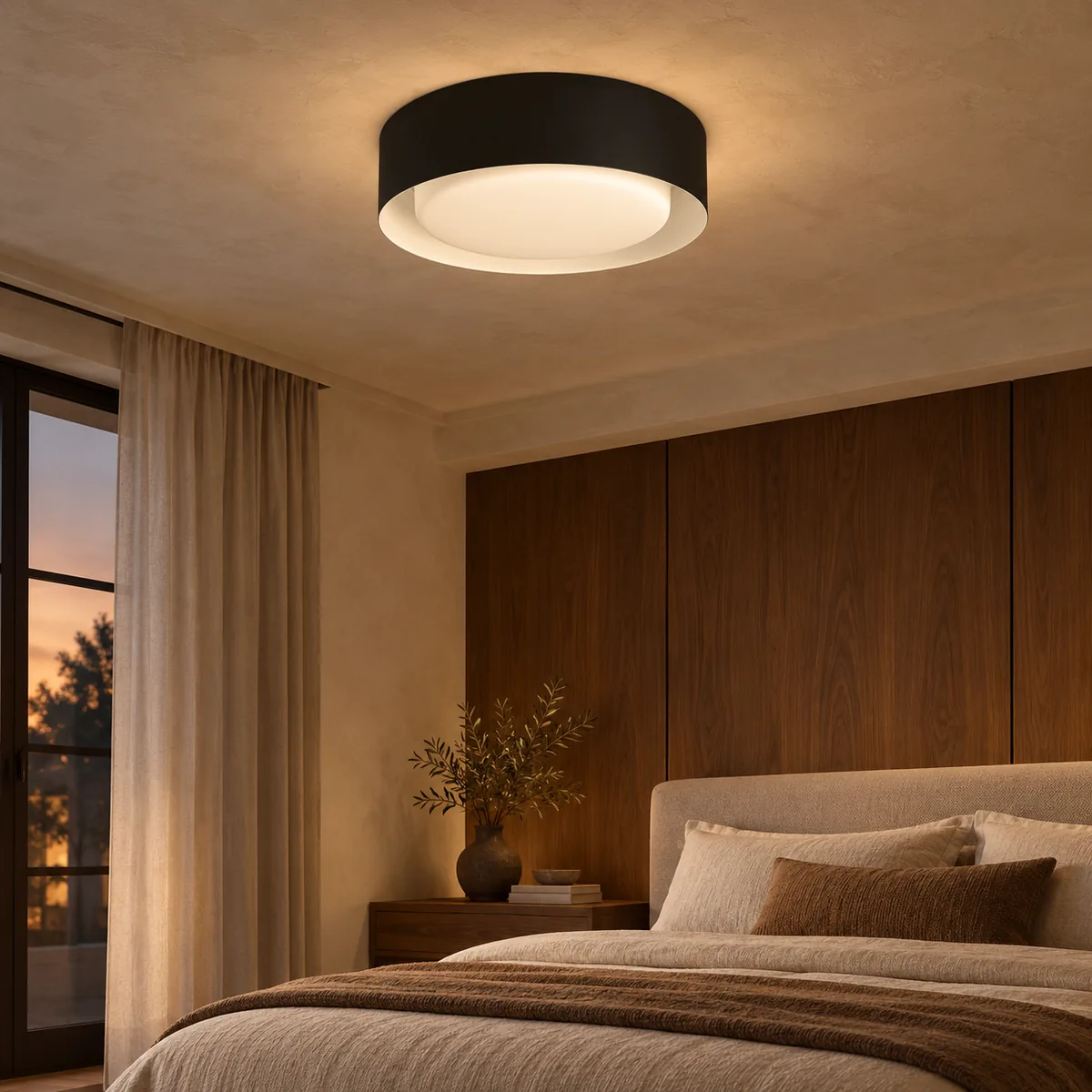 Low Frosted-Drum Semi-Flush, 15.7 Inches Wide