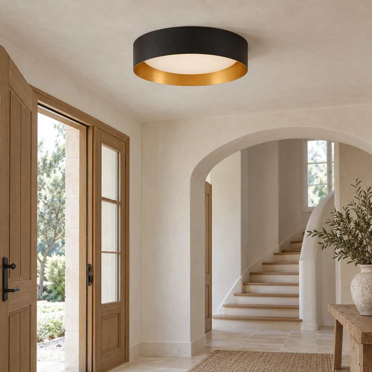 Low Frosted-Drum Semi-Flush, 15.7 Inches Wide