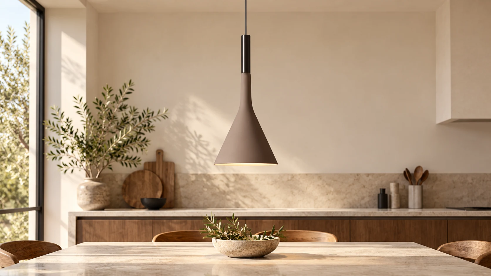 Alphomo concrete pendant light in a modern interior