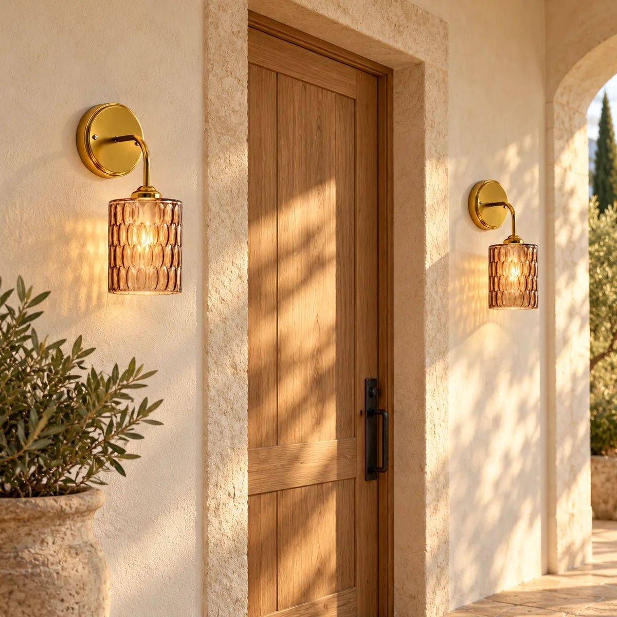 Hammered-Glass Wall Sconce