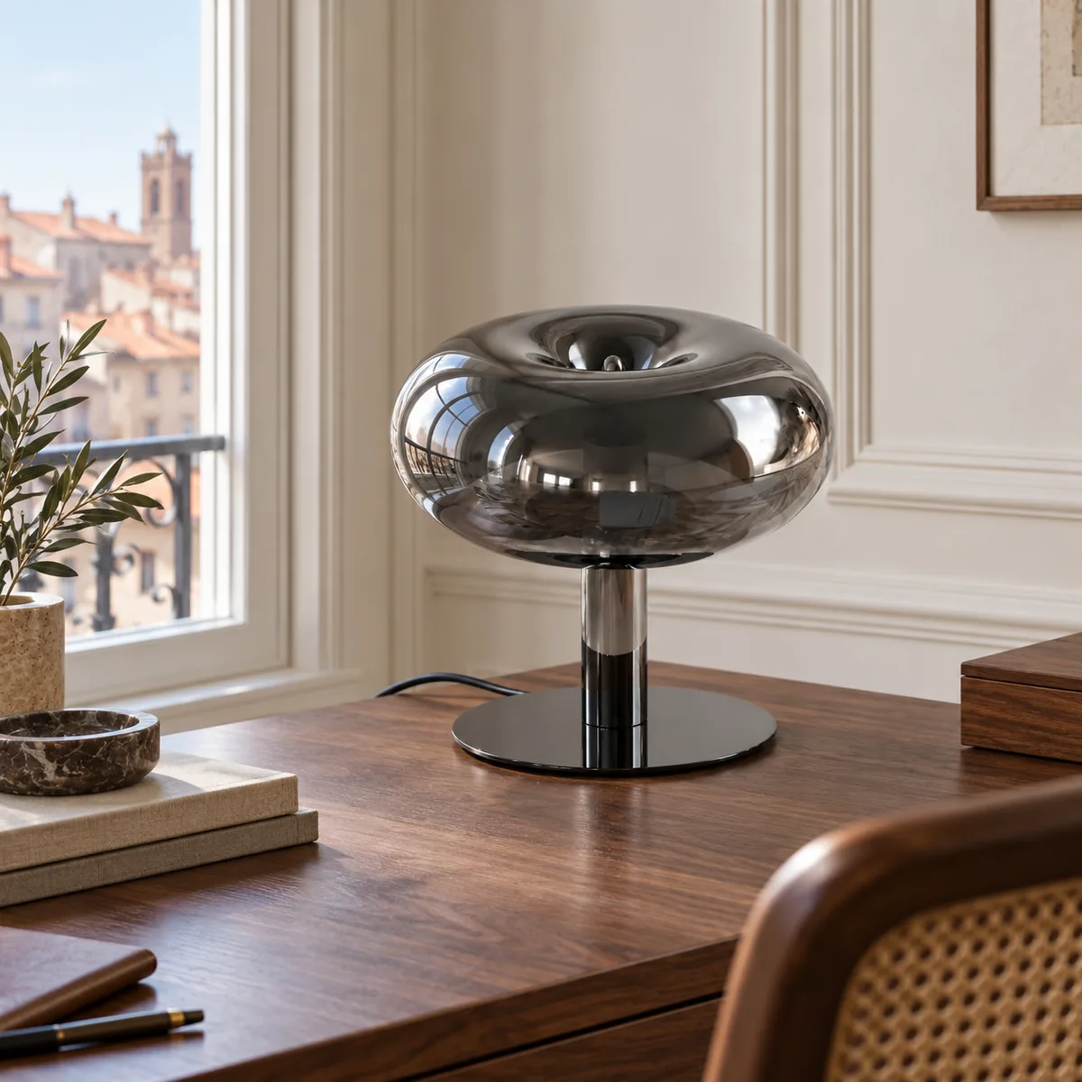Touch-Dim Mushroom Table Lamp in Hand-Blown Glass