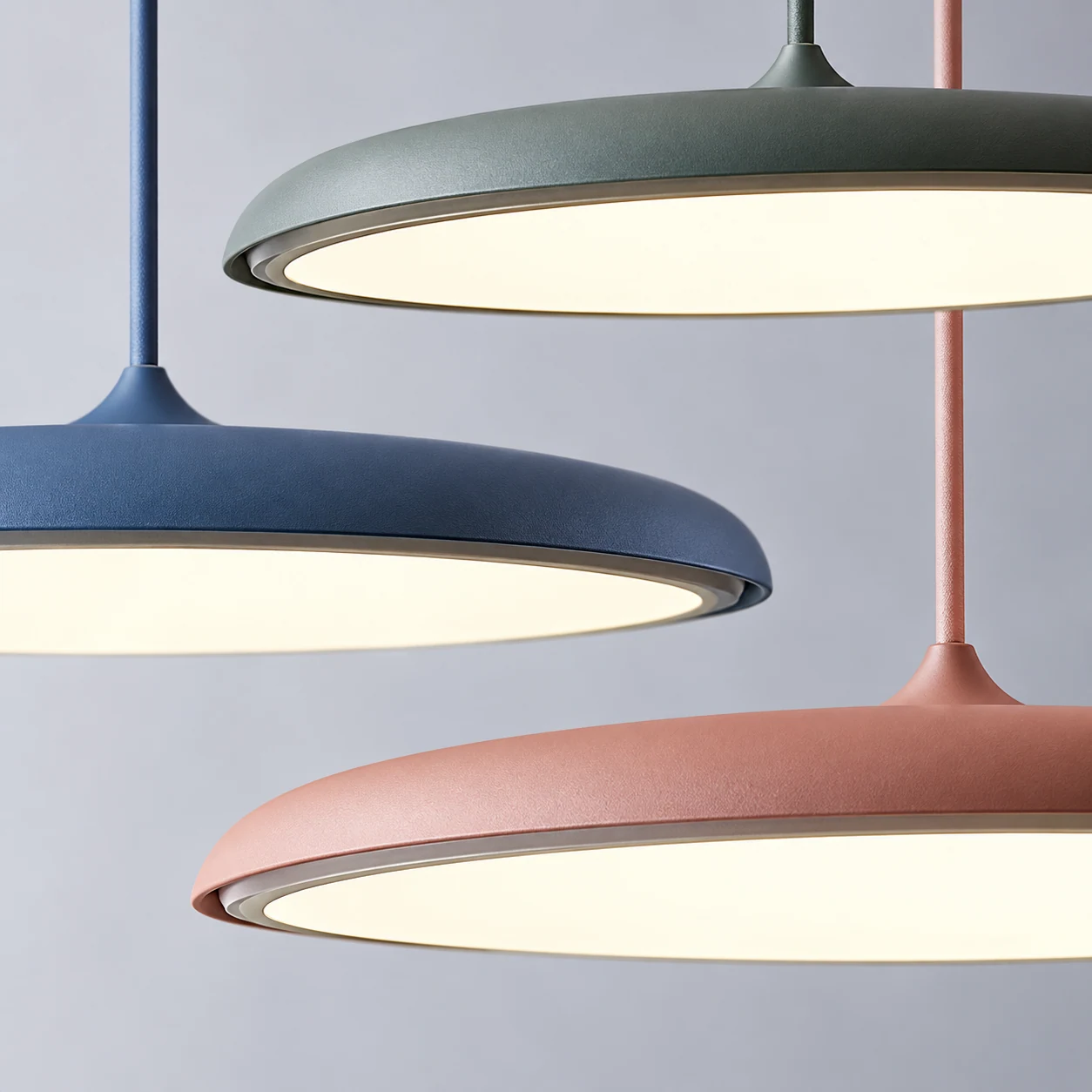 Close-up detail of the M45 metal saucer pendant light