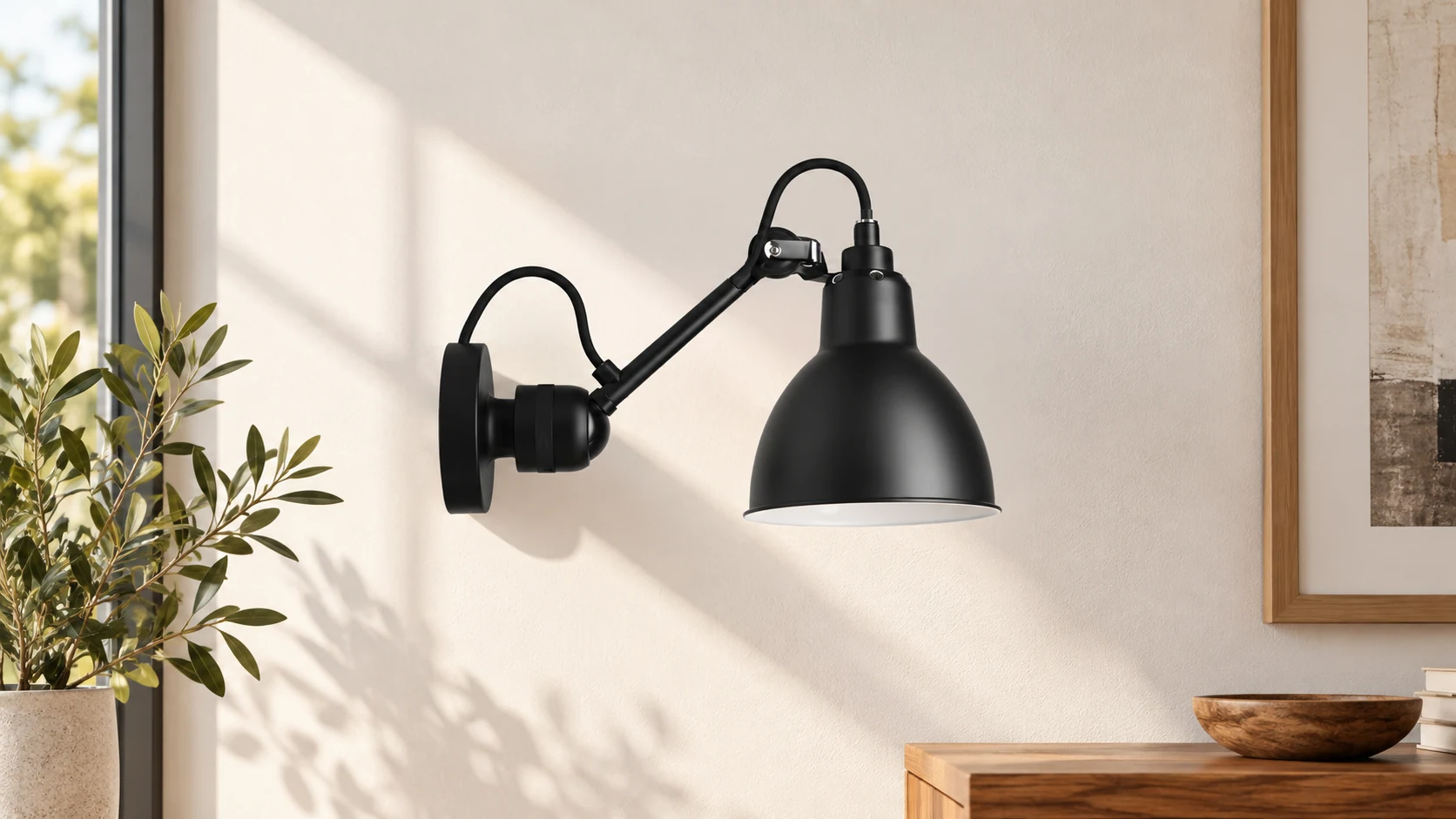 Nordic S112 swing arm wall light in an interior setting