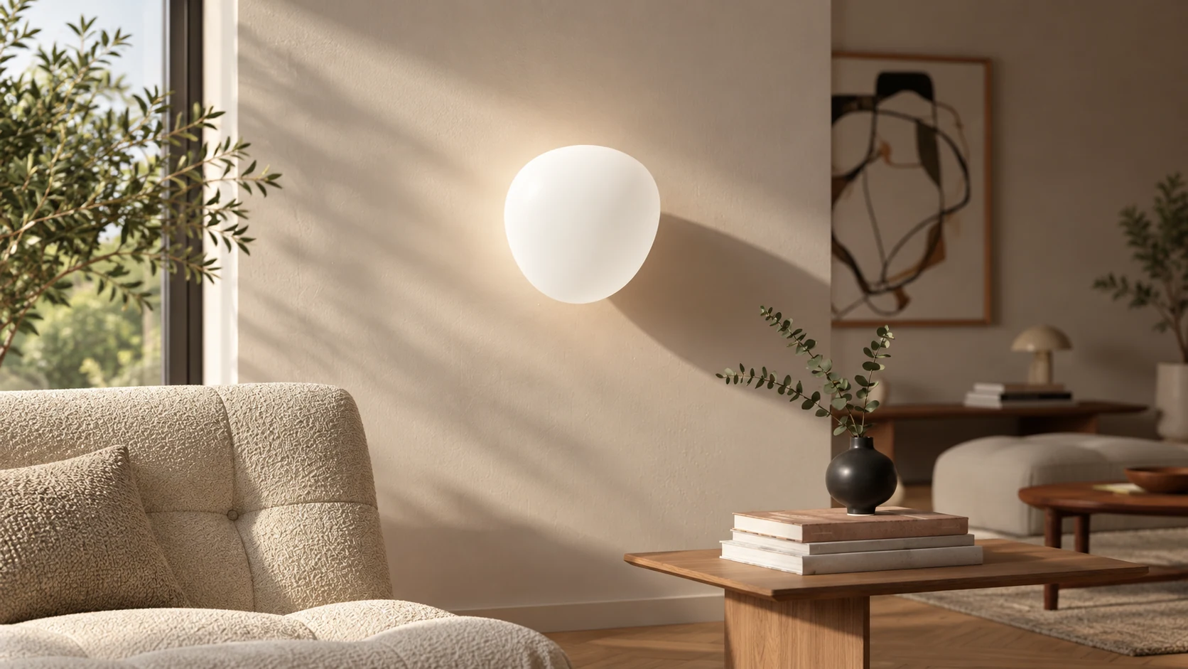 Stonea frosted-glass wall lamp in a modern interior