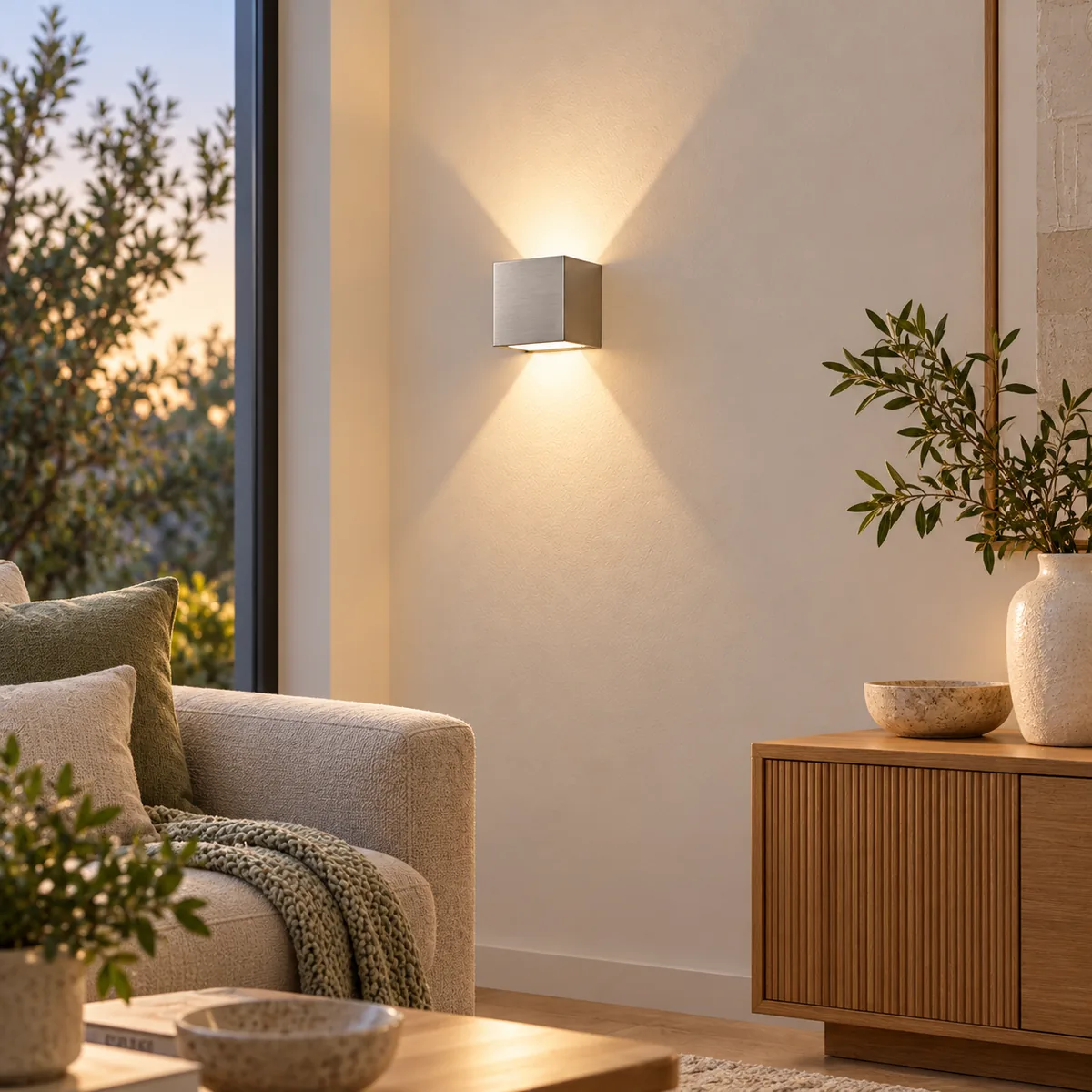 Four-Flap Aluminium Cube Wall Light, Cable or Battery
