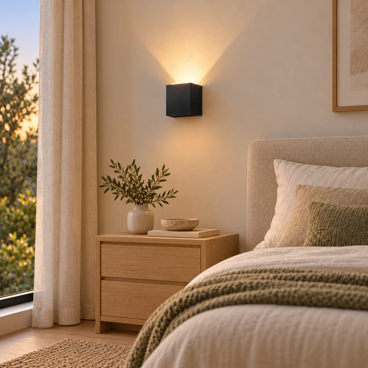 Four-Flap Aluminium Cube Wall Light, Cable or Battery